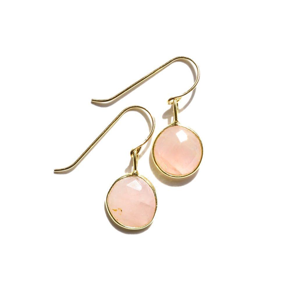 Rose Quartz Rose Cut Earrings - Che Cose Belle
