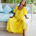 ROSEMARY Dotted Cotton Dress, in Sunflower Yellow - Che Cose Belle