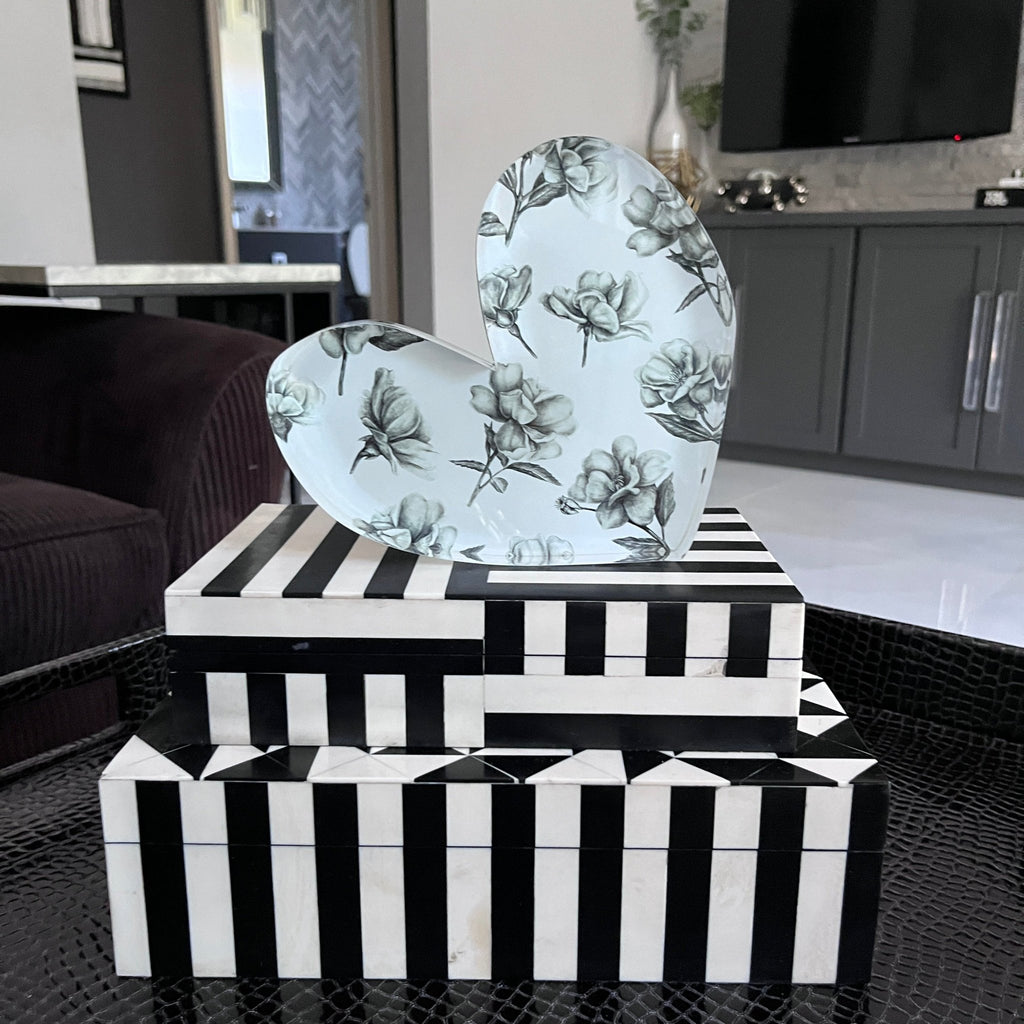 Roses Acrylic Heart Block - Che Cose Belle