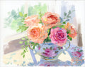 Roses in sugar bowl (No. 502) - 8 x 10 acrylic painting on canvas - Che Cose Belle
