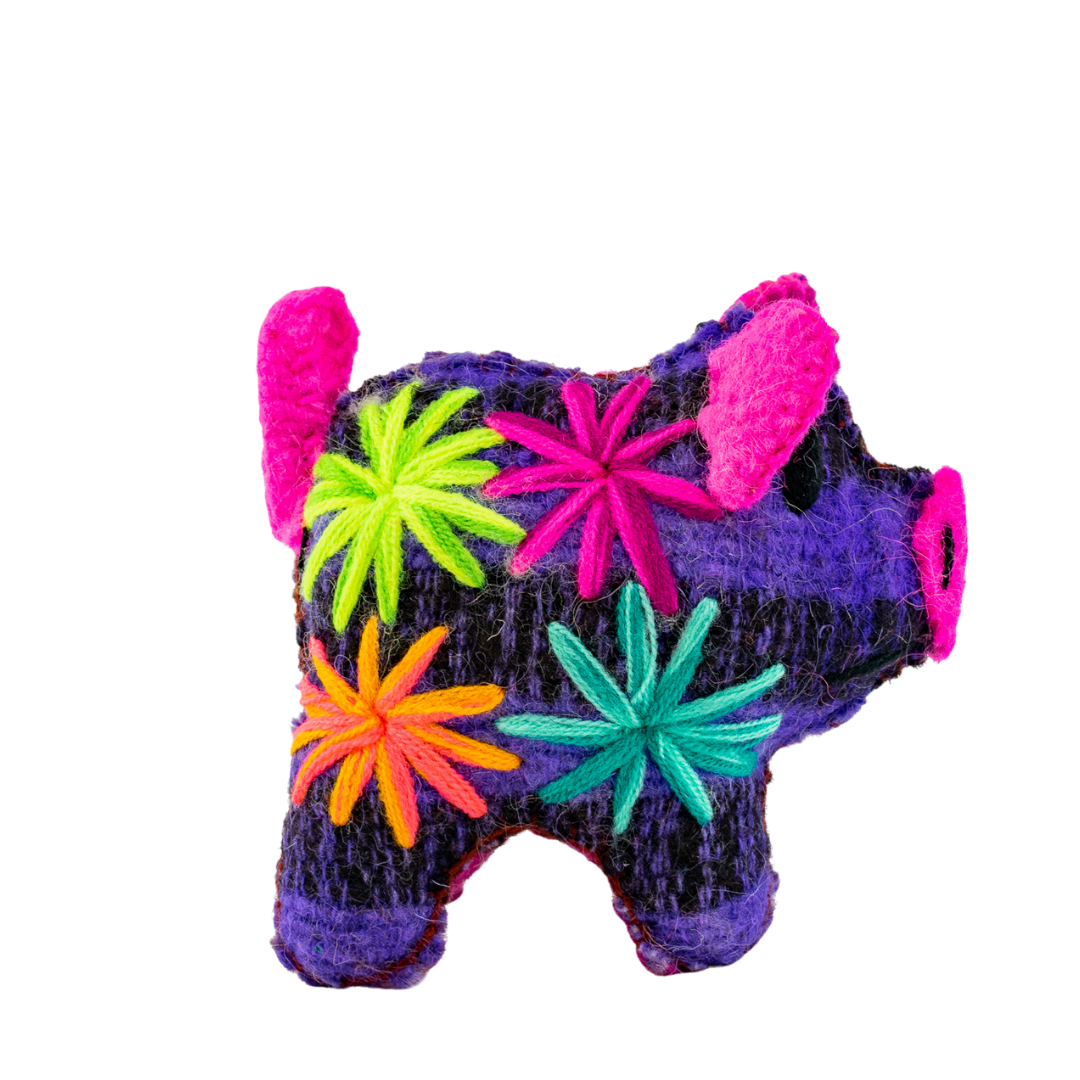 Rosie the Pig: Repurposed Wool Boho Decor - Mexico - Che Cose Belle