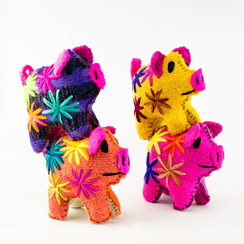 Rosie the Pig: Repurposed Wool Boho Decor - Mexico - Che Cose Belle
