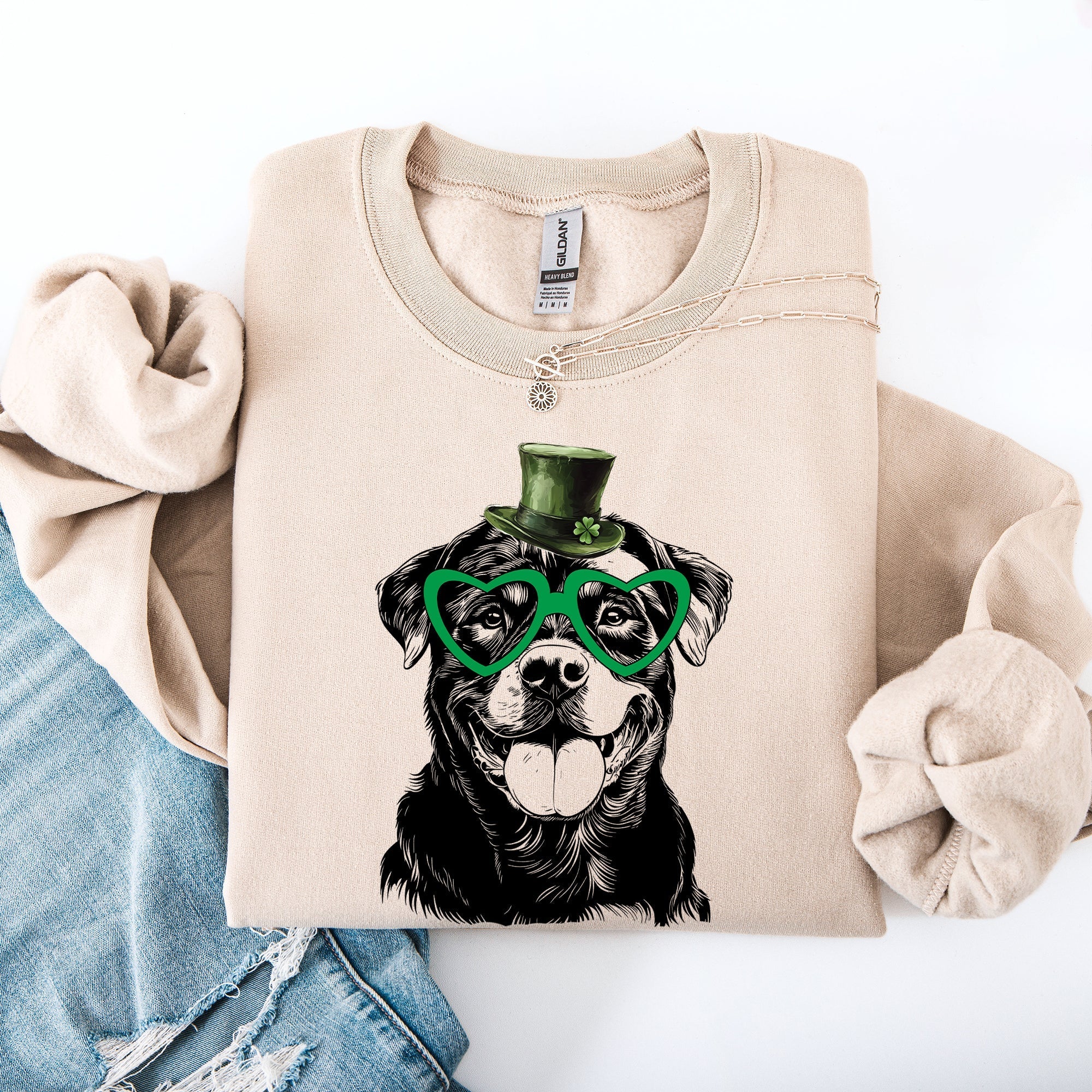 Rottweiler, Adorable Dog, St Patrick's Day, Lucky, Irish Sweatshirt - Che Cose Belle
