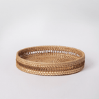 Round Rattan Tray — Decorative White Woven Tray for Coffee Table & Home - Che Cose Belle