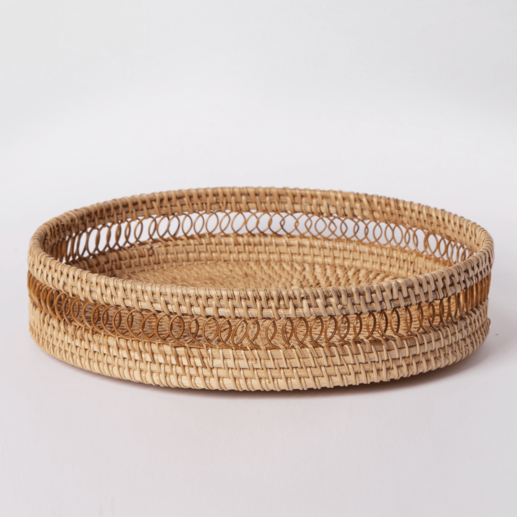 Round Rattan Tray — Decorative White Woven Tray for Coffee Table & Home - Che Cose Belle