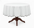 White Round Cloth Tablecloths - Scalloped Edge
