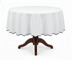 White Round Cloth Tablecloths - Scalloped Edge