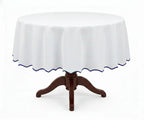 White Round Cloth Tablecloths - Scalloped Edge