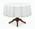 White Round Cloth Tablecloths - Scalloped Edge