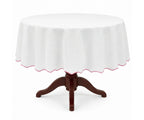 White Round Cloth Tablecloths - Scalloped Edge