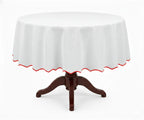 White Round Cloth Tablecloths - Scalloped Edge