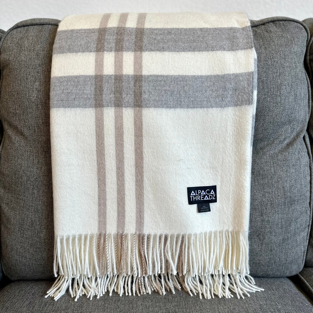 Royal Baby Alpaca Wool Checkered Throw Blanket - Che Cose Belle