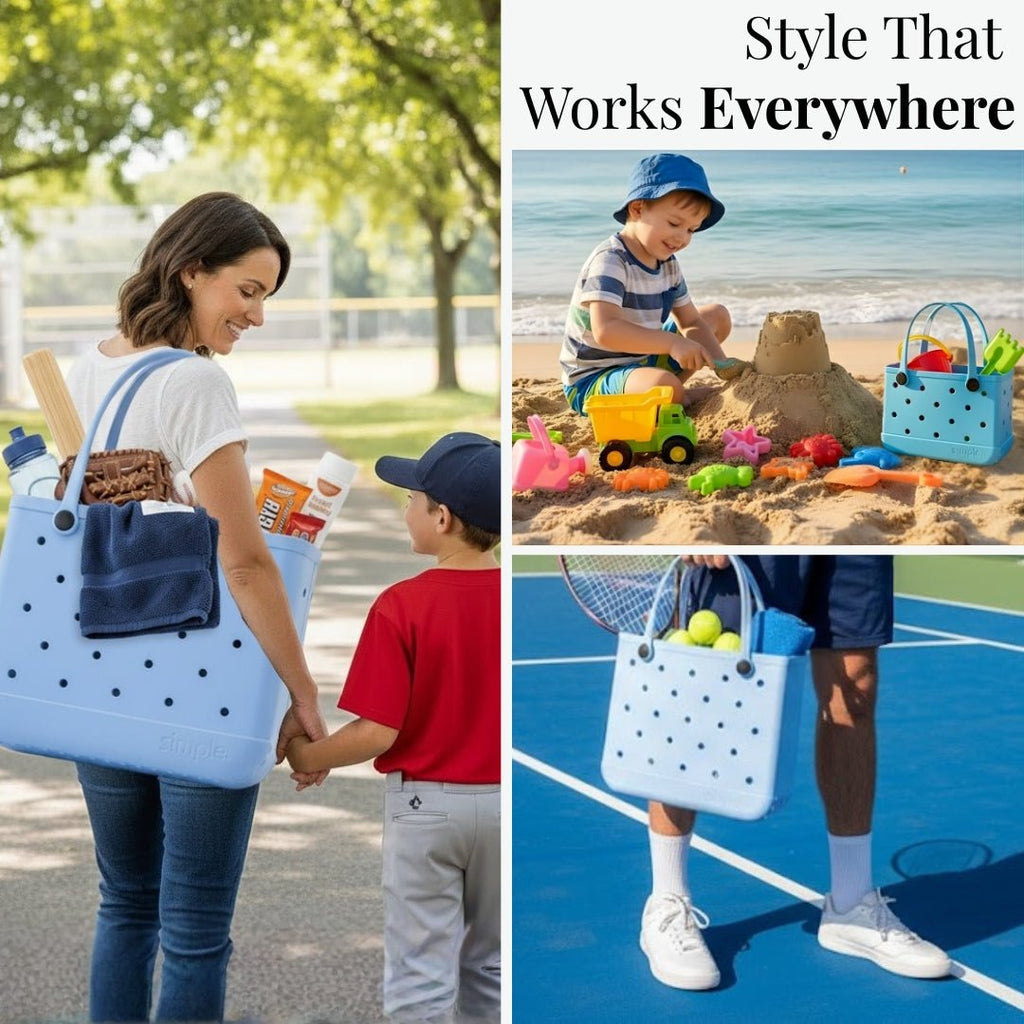 Rubber Tote Bag Set of 3 (XL/M/S) – Stylish Blue Tones EVA Bags, Great Value - Che Cose Belle