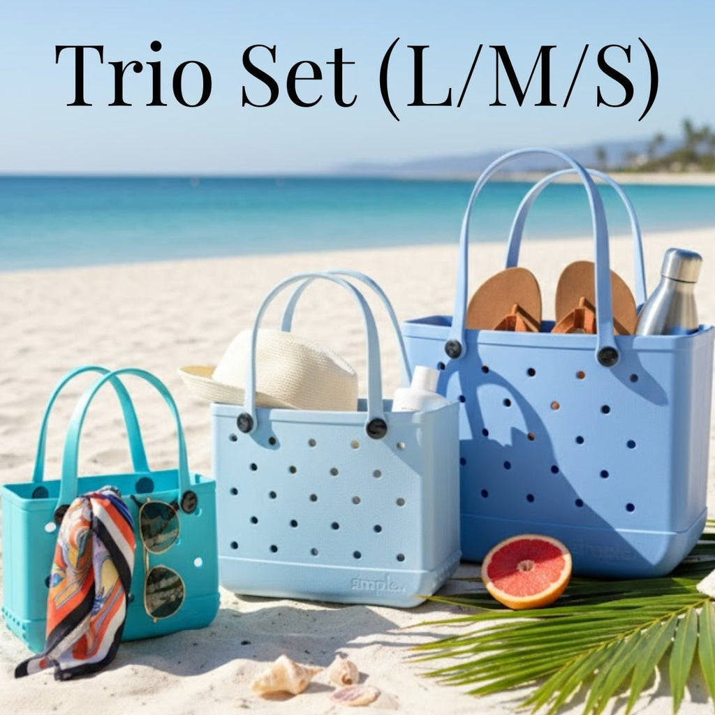 Rubber Tote Bag Set of 3 (XL/M/S) – Stylish Blue Tones EVA Bags, Great Value - Che Cose Belle