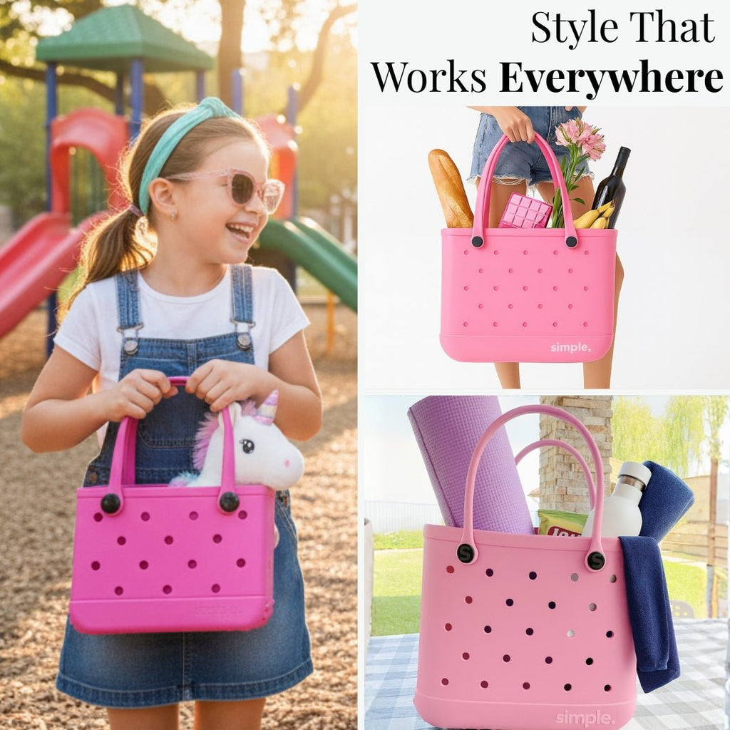 Rubber Tote Bag Set of 3 (XL/M/S) – Stylish Pink Tones EVA Bags, Great Value - Che Cose Belle