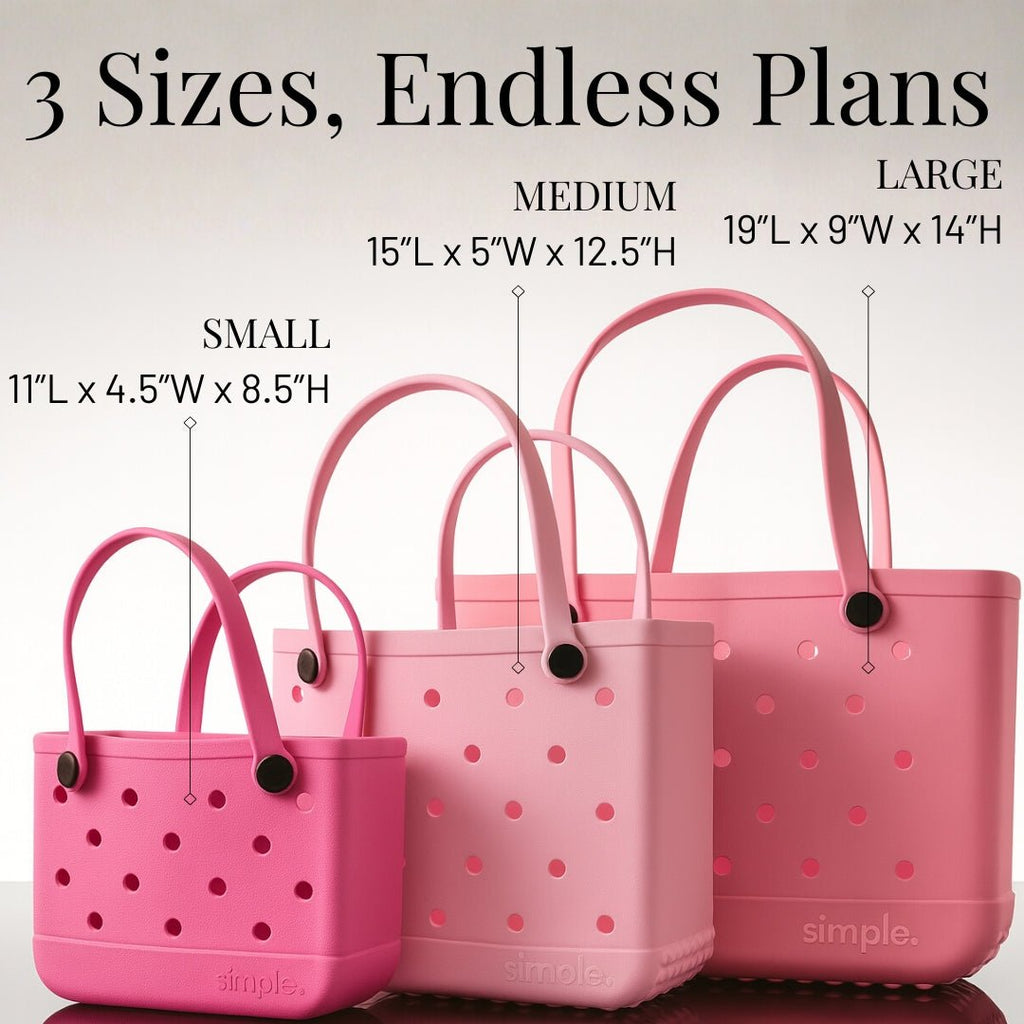 Rubber Tote Bag Set of 3 (XL/M/S) – Stylish Pink Tones EVA Bags, Great Value - Che Cose Belle