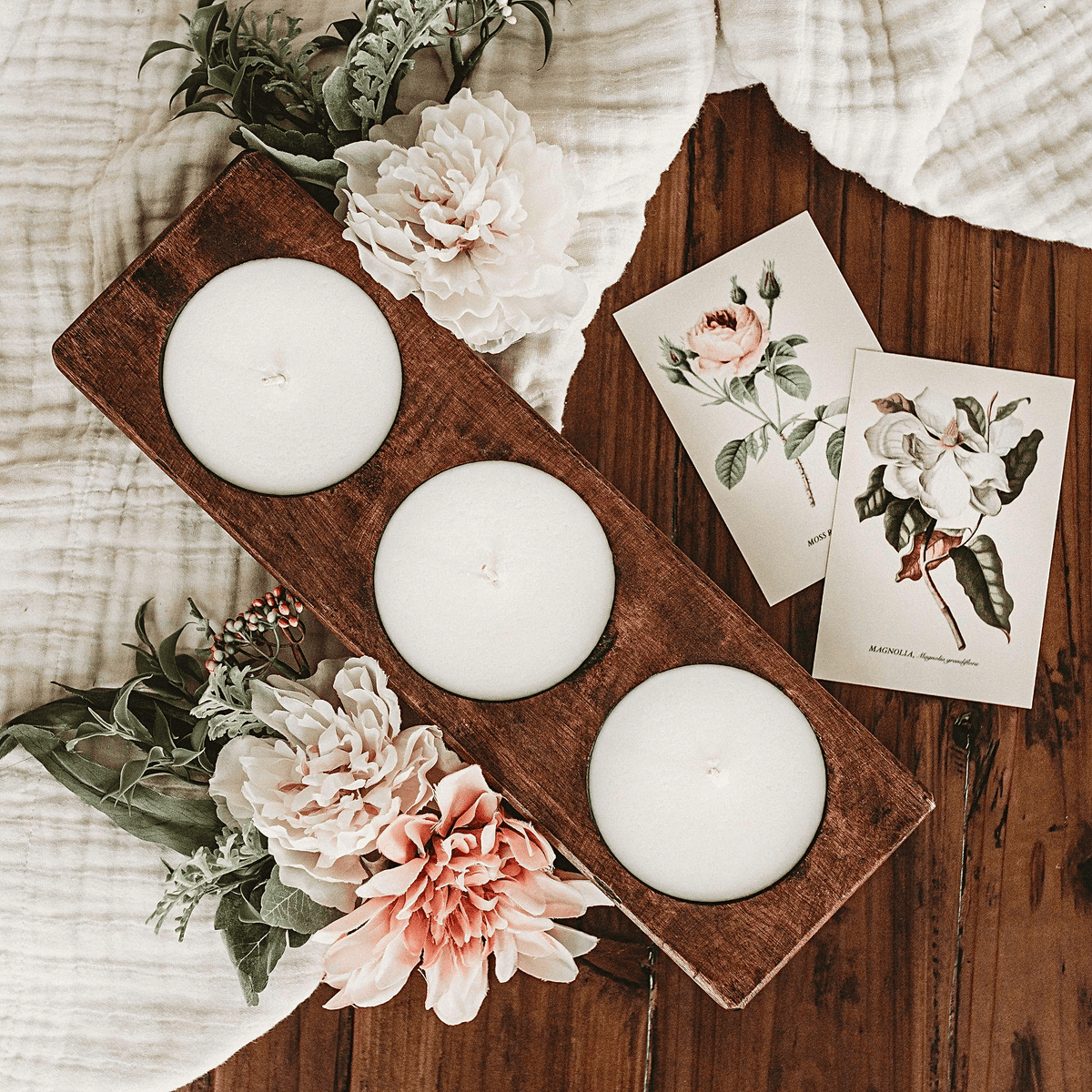 Rustic Farmhouse Candle Centerpiece Home Decor - Che Cose Belle