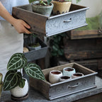 Rustic Wood and Metal Garden Tray Planter - Che Cose Belle