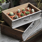 Rustic Wood and Metal Garden Tray Planter - Che Cose Belle