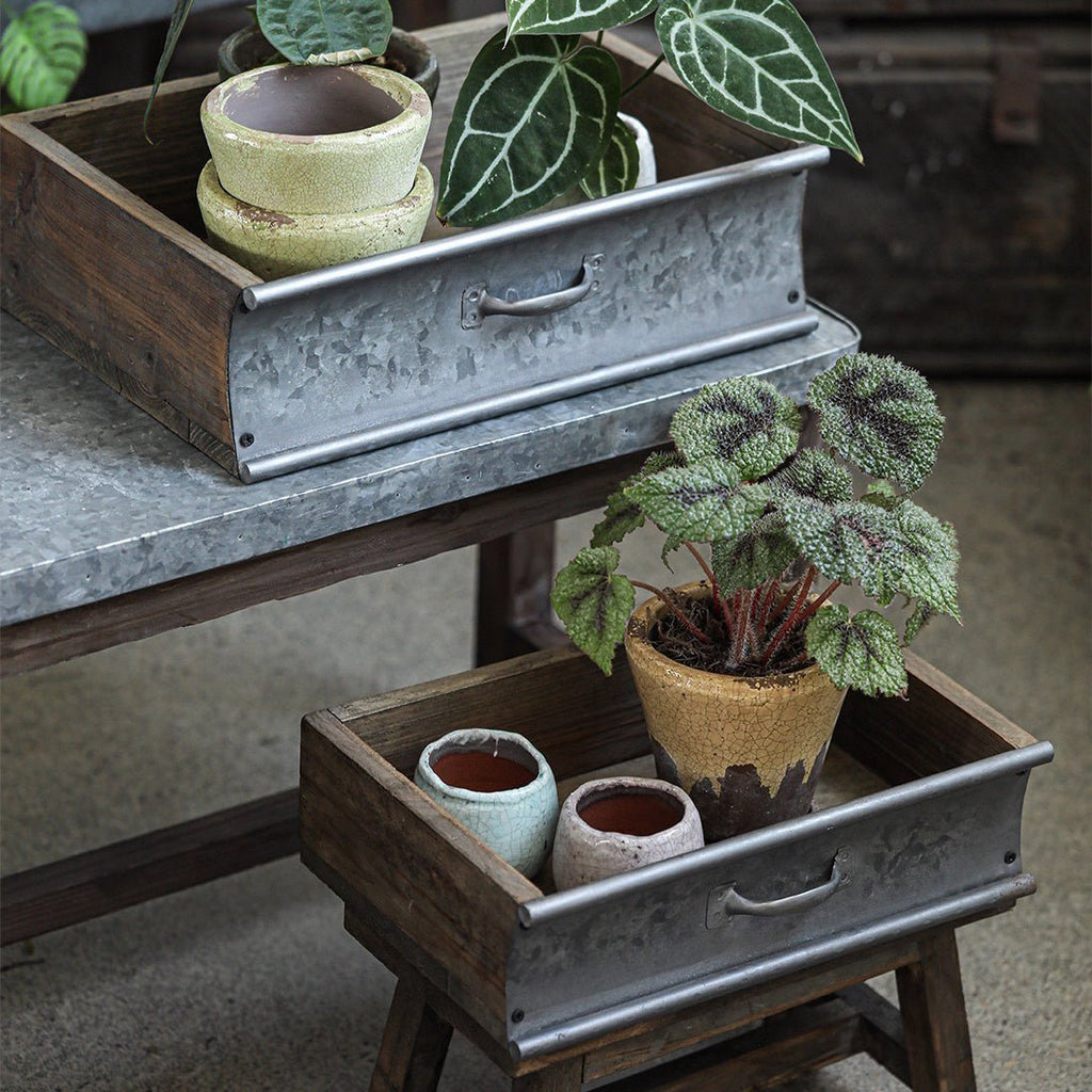 Rustic Wood and Metal Garden Tray Planter - Che Cose Belle