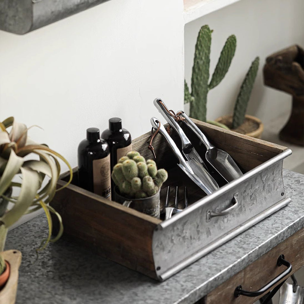 Rustic Wood and Metal Garden Tray Planter - Che Cose Belle