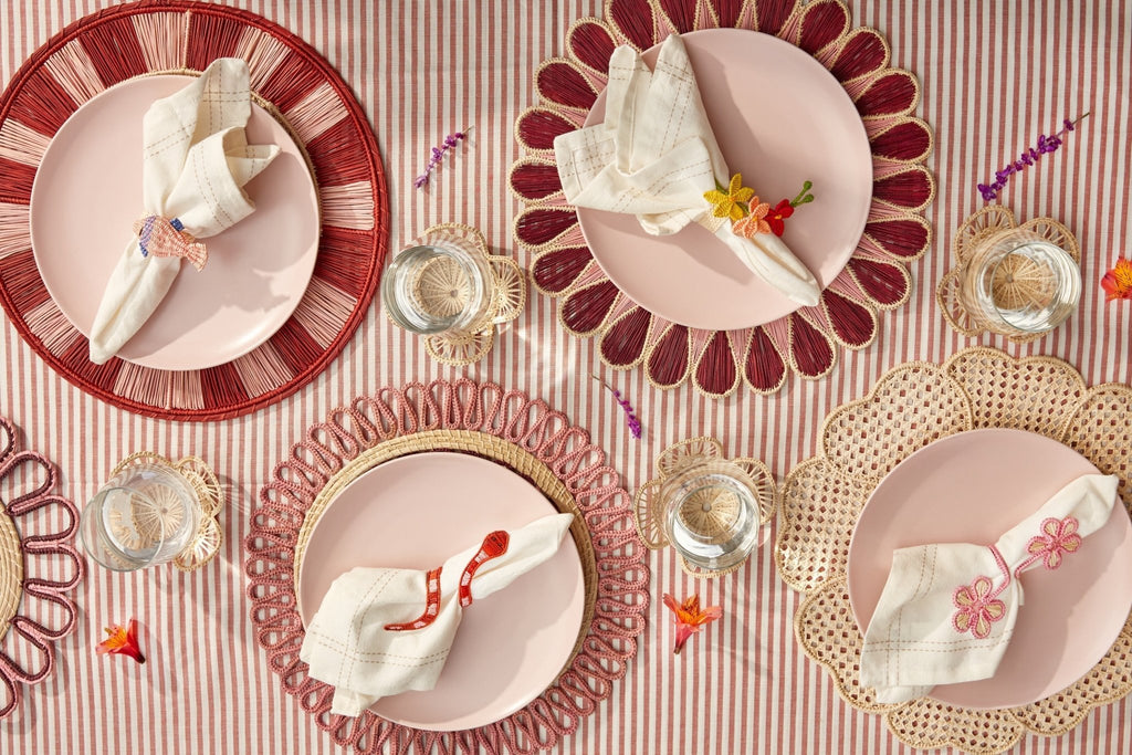S/2 Drops Placemat - Burgundy/Pink - Che Cose Belle