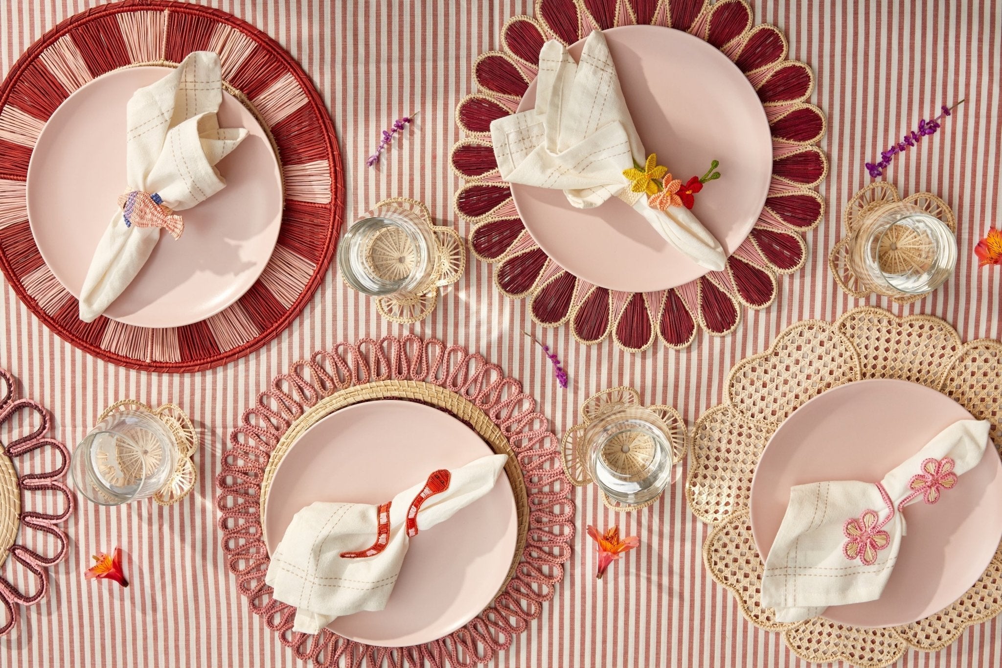 S/2 Drops Placemat - Burgundy/Pink - Che Cose Belle