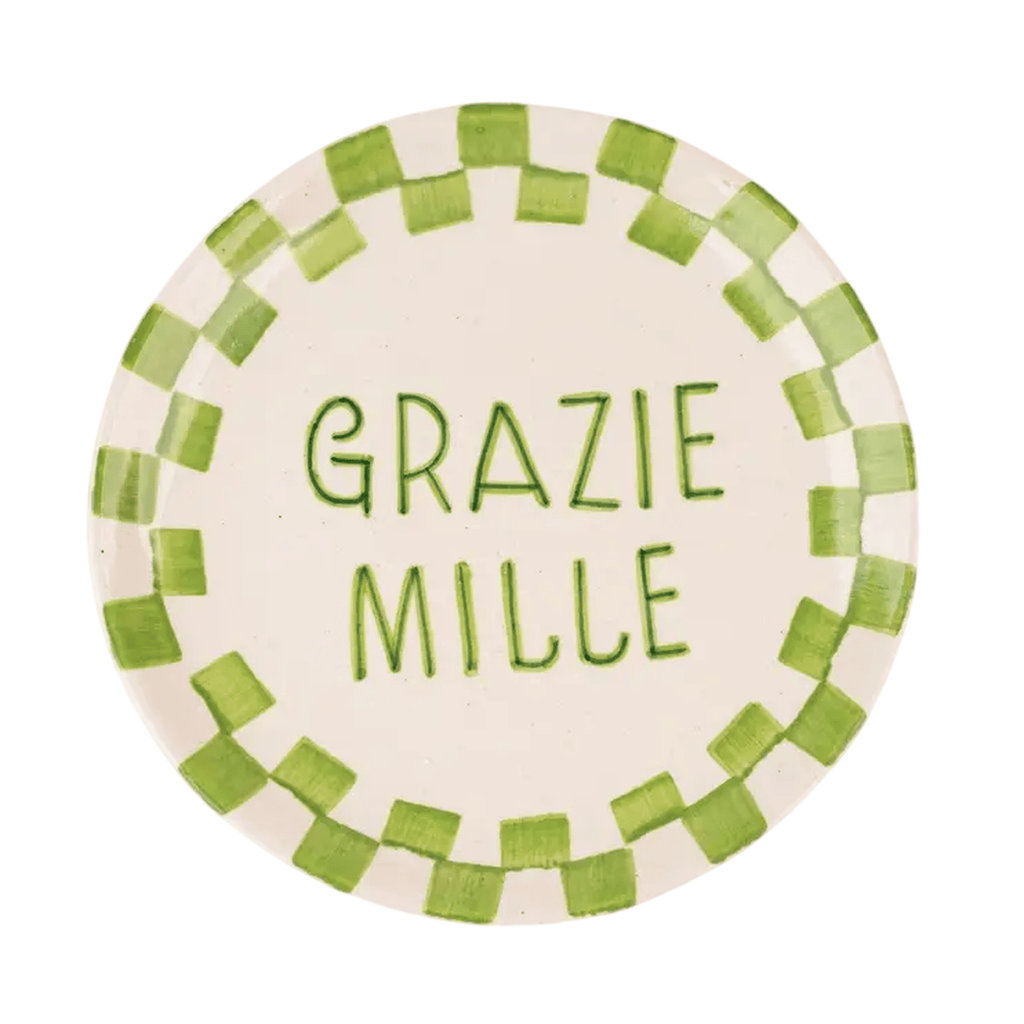 S/2 Grazie Mille Green Ceramic Snack Plate - Che Cose Belle