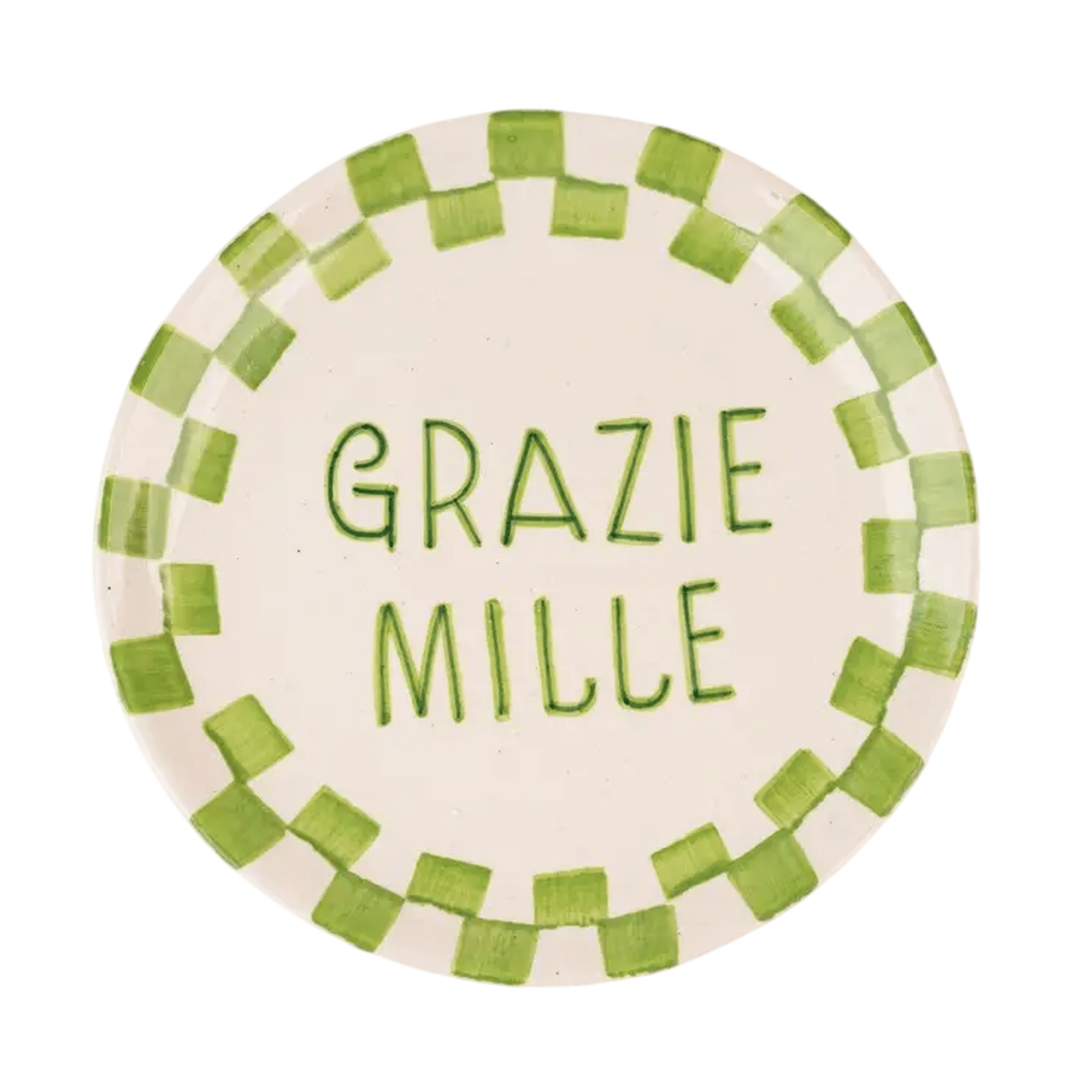 S/2 Grazie Mille Green Ceramic Snack Plate - Che Cose Belle