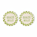 S/2 Grazie Mille Green Ceramic Snack Plate - Che Cose Belle