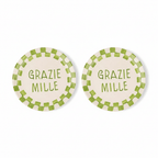 S/2 Grazie Mille Green Ceramic Snack Plate - Che Cose Belle