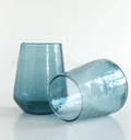 S/4 Handblown Hammered Glass Water Tumbler- Blue - Che Cose Belle