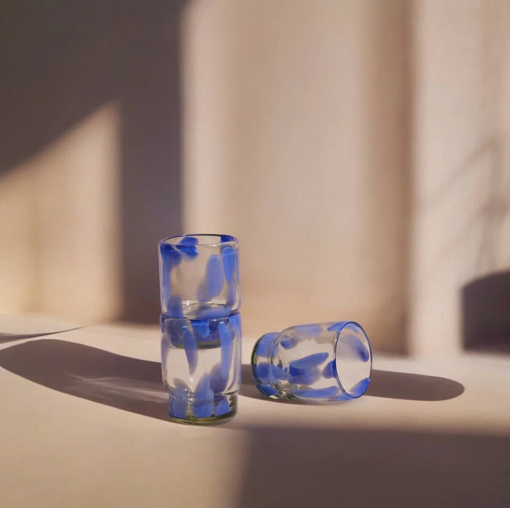 S/4 Marta Stackable Glass Blue & Clear - Che Cose Belle