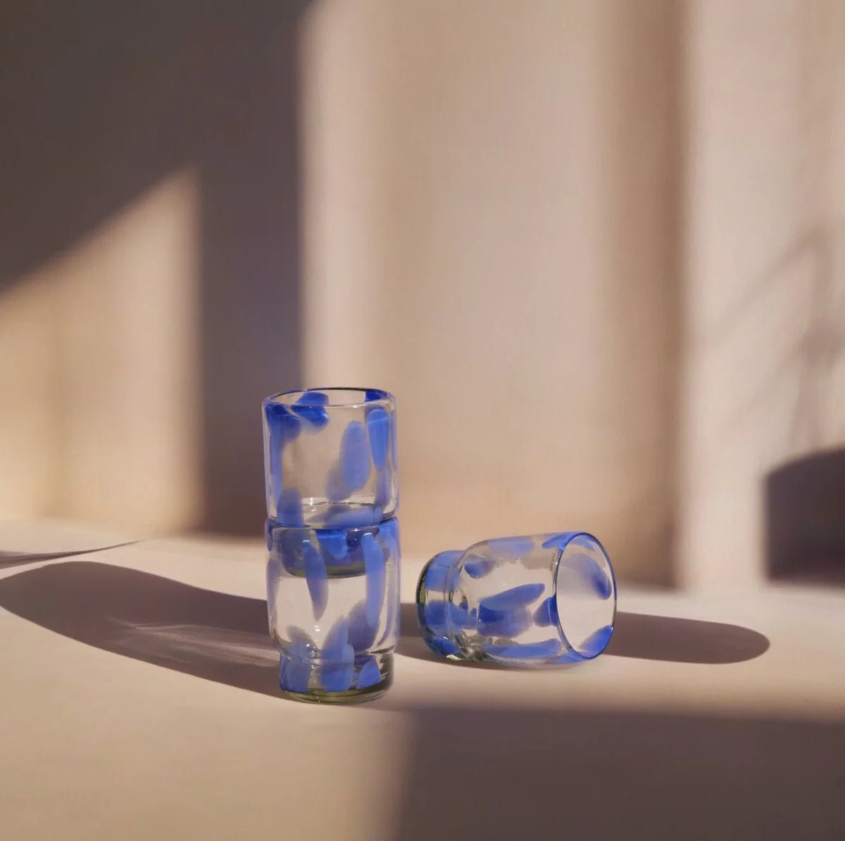 S/4 Marta Stackable Glass Blue & Clear - Che Cose Belle