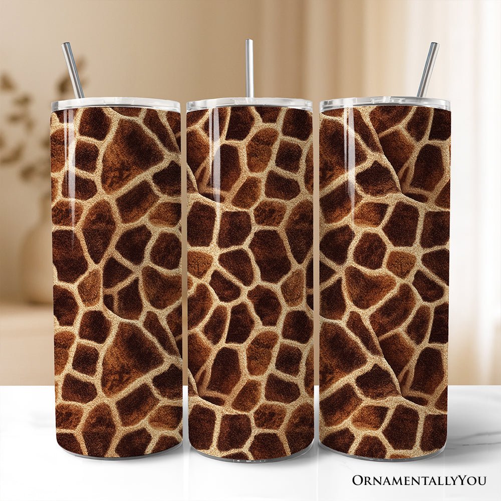Safari Giraffe Print 20oz Personalized Tumbler With Lid and Stainless Steel Straw, Stylish Wildlife Gift Cup - Che Cose Belle
