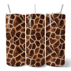 Safari Giraffe Print 20oz Personalized Tumbler With Lid and Stainless Steel Straw, Stylish Wildlife Gift Cup - Che Cose Belle
