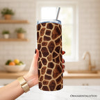 Safari Giraffe Print 20oz Personalized Tumbler With Lid and Stainless Steel Straw, Stylish Wildlife Gift Cup - Che Cose Belle