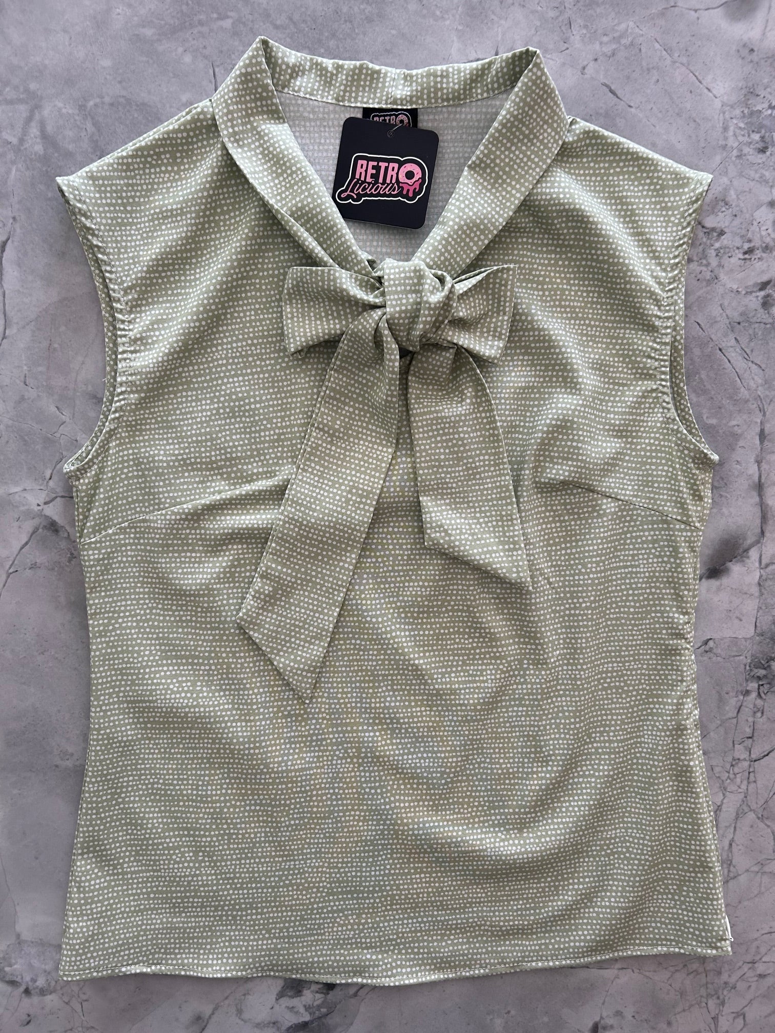 Sage Dot Bow Top - Che Cose Belle