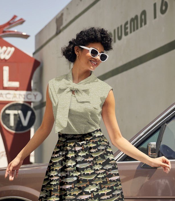 Sage Dot Bow Top - Che Cose Belle