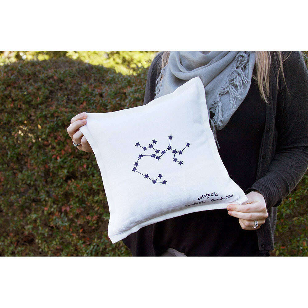 Sagittarius Astrology Hand-Embroidered Pillow by Cat Studio - Che Cose Belle