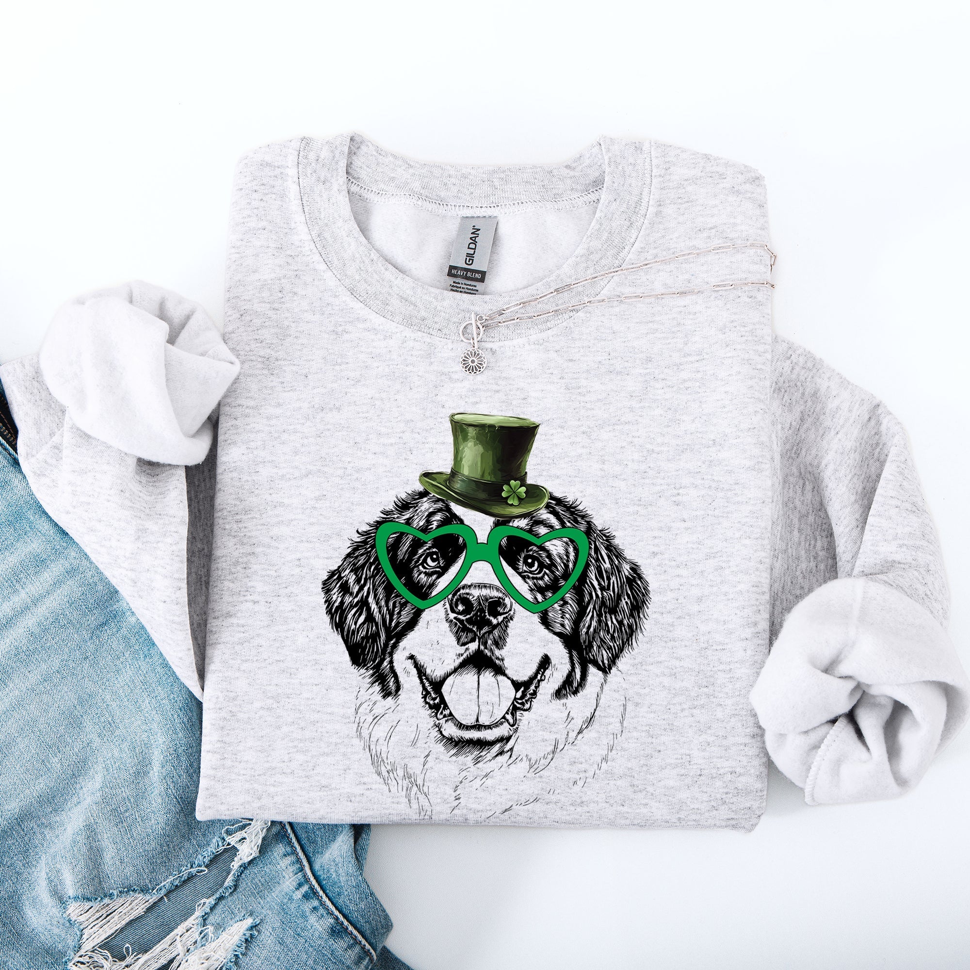 Saint Bernard, Adorable Dog, St Patrick's Day, Lucky, Irish Sweatshirt - Che Cose Belle