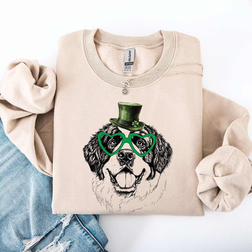 Saint Bernard, Adorable Dog, St Patrick's Day, Lucky, Irish Sweatshirt - Che Cose Belle