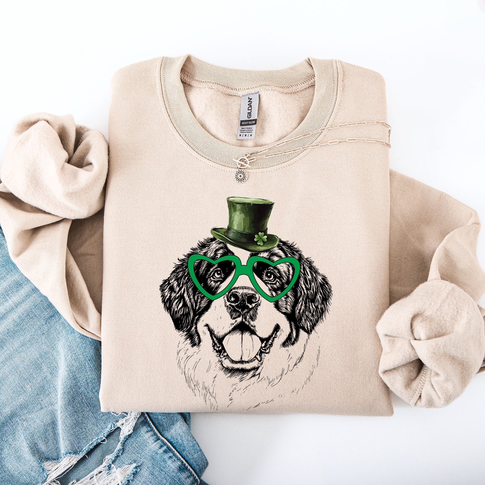 Saint Bernard, Adorable Dog, St Patrick's Day, Lucky, Irish Sweatshirt - Che Cose Belle