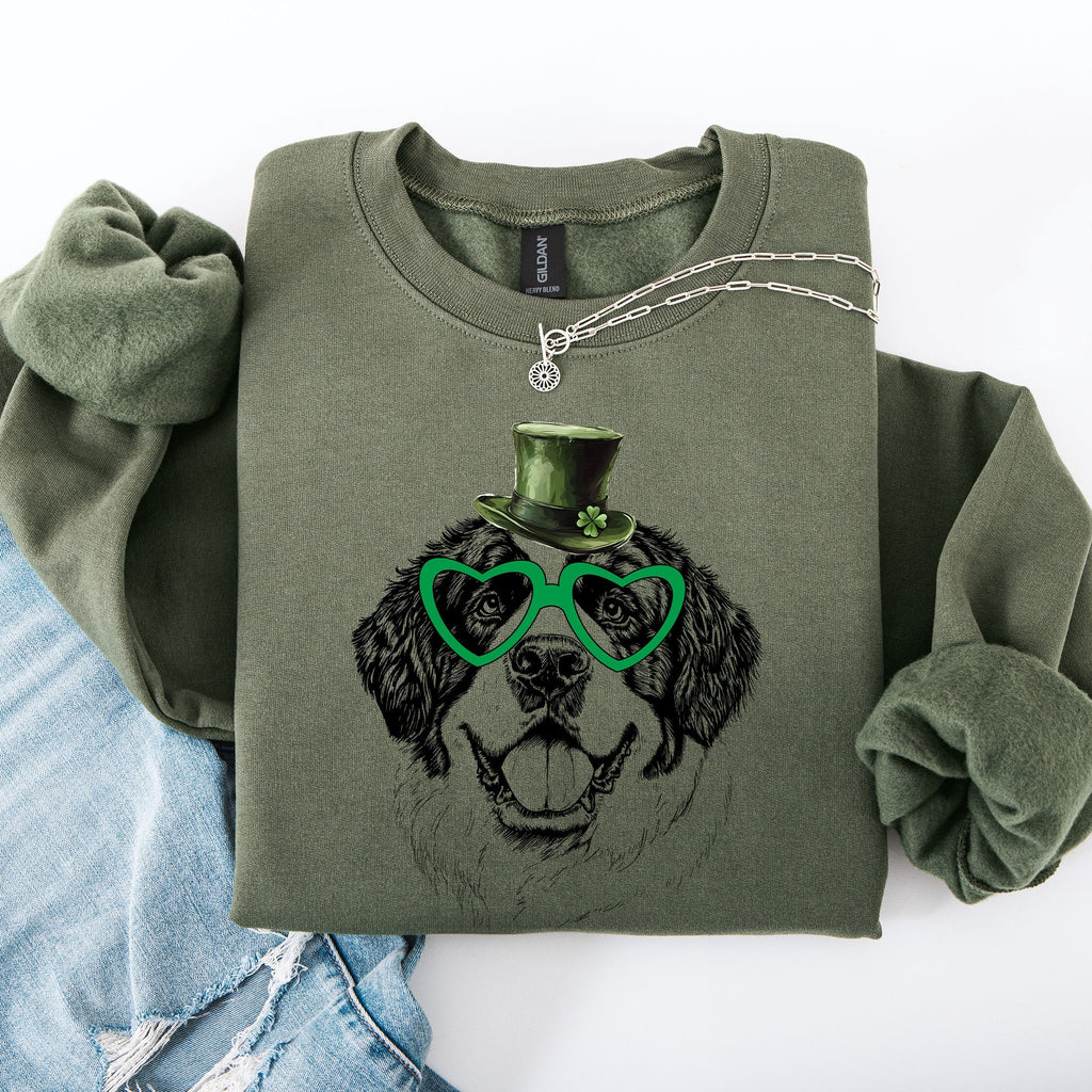 Saint Bernard, Adorable Dog, St Patrick's Day, Lucky, Irish Sweatshirt - Che Cose Belle