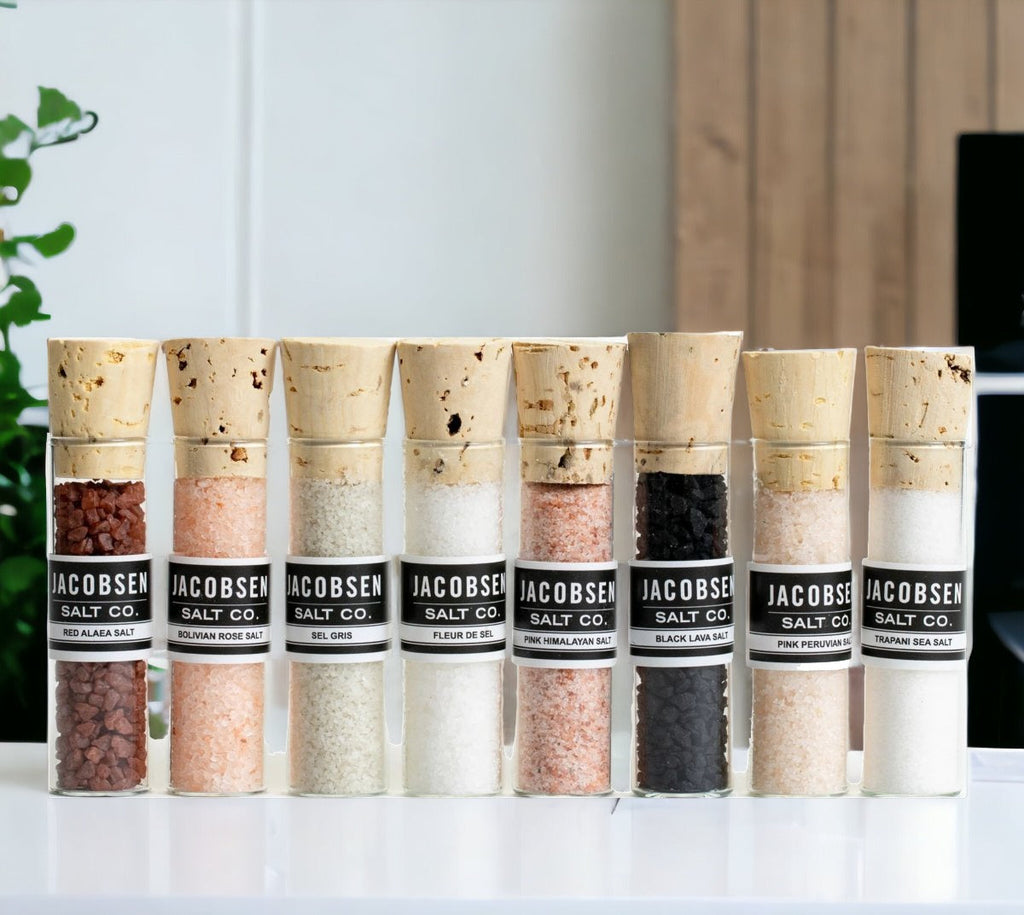 Gourmet 8-Vial Sourced Salt Set - 7 Regional Salts Gift Box for Cooking