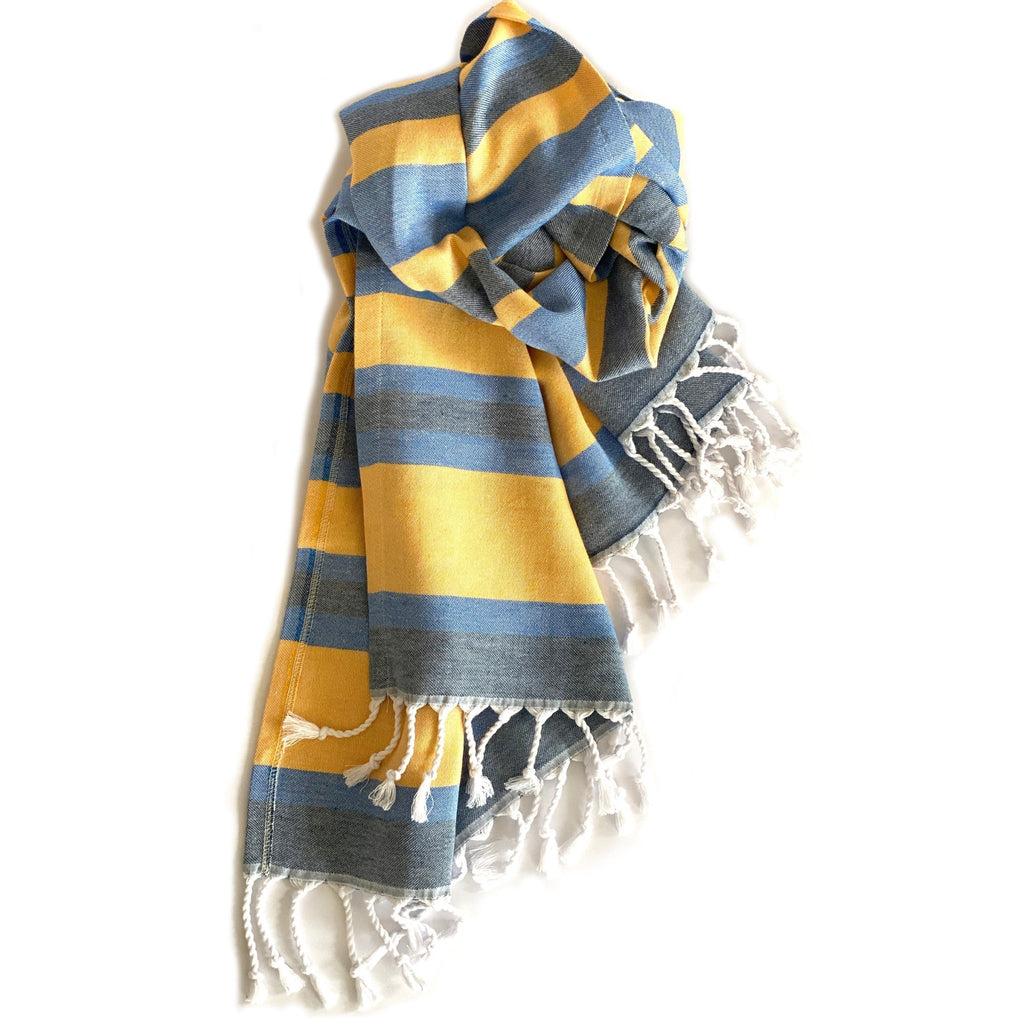 Samara Striped Blue & Yellow Turkish Towel - Che Cose Belle
