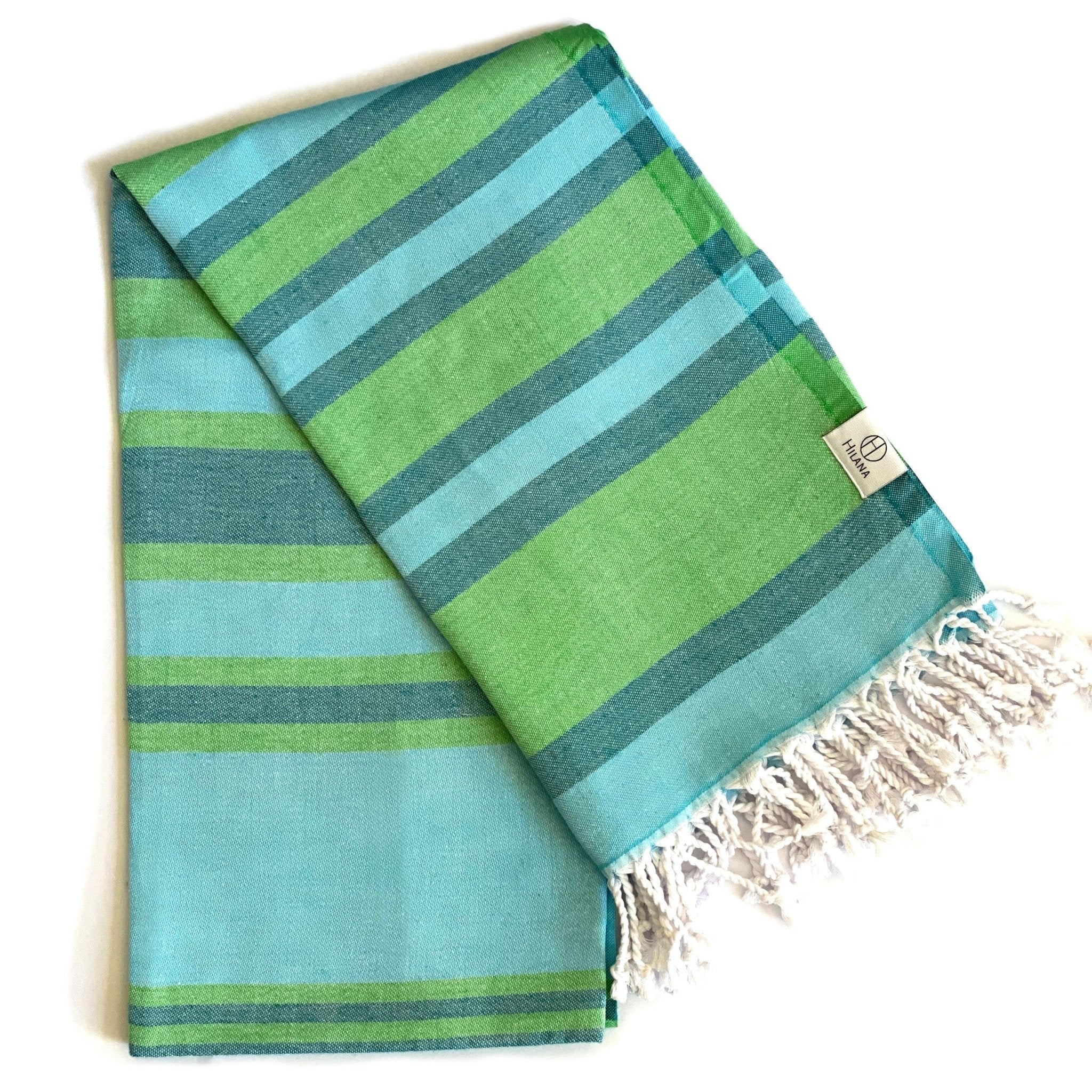 Samara Striped Sustainable Turkish Towel Green - Che Cose Belle