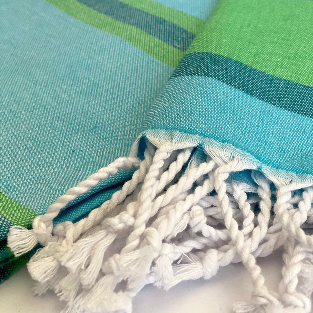 Samara Striped Sustainable Turkish Towel Green - Che Cose Belle