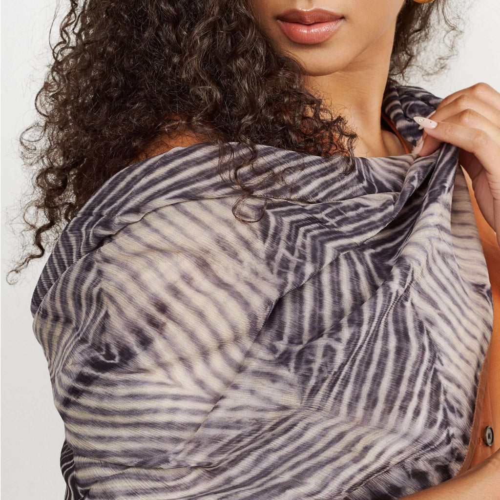 Samu Hand Crafted Shibori Print Silk Chiffon Sqaure Scarf - Che Cose Belle
