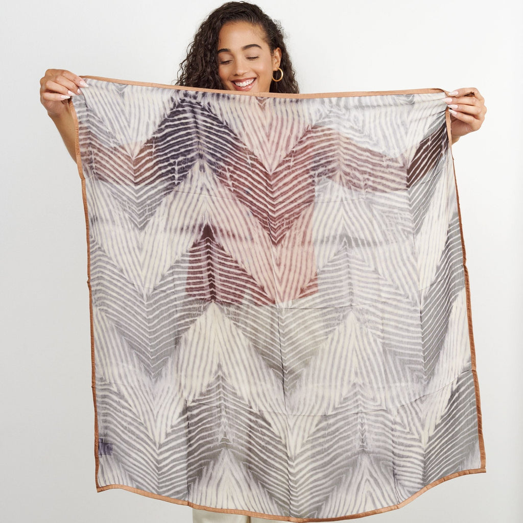 Samu Hand Crafted Shibori Print Silk Chiffon Sqaure Scarf - Che Cose Belle